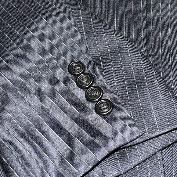 Hart Schaffner Marx For Nordstrom Men’s Size 42 R 2 Button Navy Blue Stripe - Picture 6 of 10